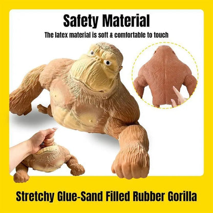 Stress Relief Squeezing Monkey Toy - Soft Gorilla Figure for Kids and Adults - Squishy and Stretchy - HIGH-END TPR Material - Strong and Reliable