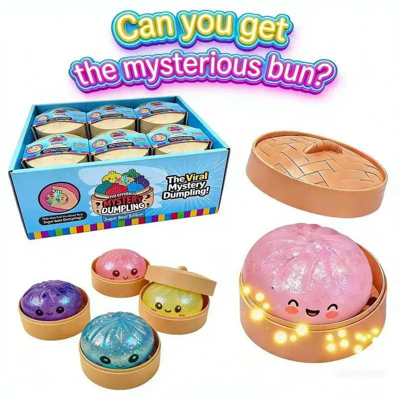 Glitter Series Expressive Big Dumpling Squishy Blind Box, Mysecret Bun Fidget Toy, Soft TPR, Stress Relief, Unboxing Surprise, Random Rare Style. Ideal for Graduation, Valentine’S Day & Easter, Great for Students and Kids to Exchange Gifts.