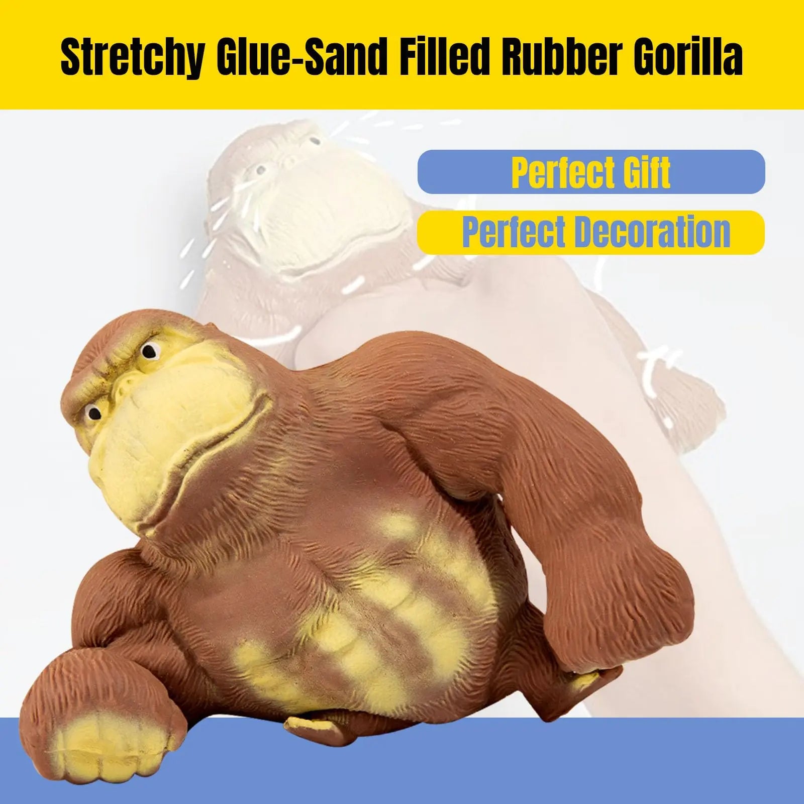 Stress Relief Squeezing Monkey Toy - Soft Gorilla Figure for Kids and Adults - Squishy and Stretchy - HIGH-END TPR Material - Strong and Reliable